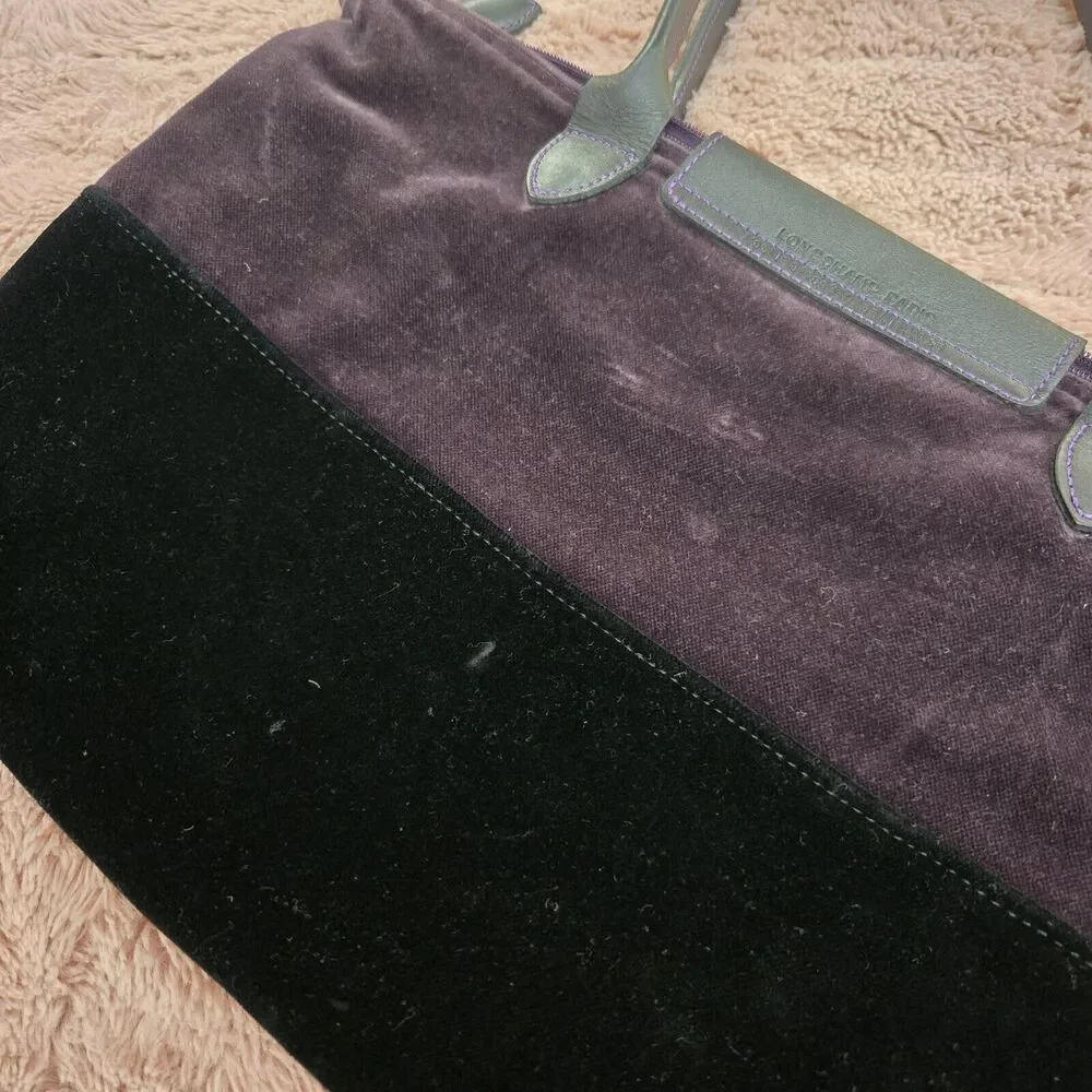 Longchamp Pliage velvet mini Multicolour‎ Black/Eggplant